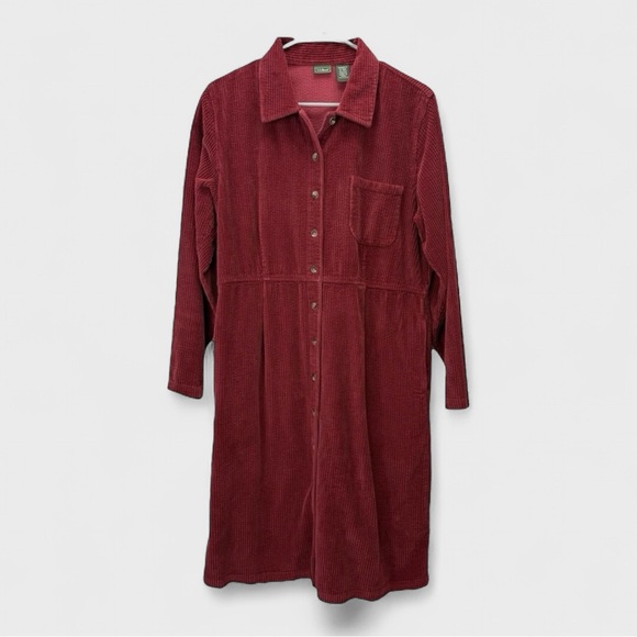 123 Vintage L.L. Bean Women's Red Corduroy Dress - Picture 1 of 16